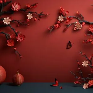 chinese new year abstract background, holiday celebration events concept, copy space for text, ai generative