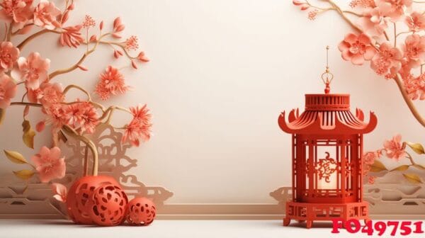 chinese new year abstract background, holiday celebration events concept, copy space for text, ai generative