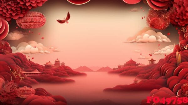 chinese new year abstract background, holiday celebration events concept, copy space for text, ai generative