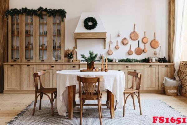 modern,wooden,kitchen,decorated,for,christmas