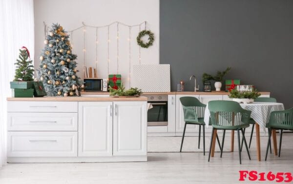 interior,of,kitchen,with,christmas,trees,,counters,and,dining,table