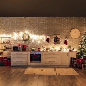 interior,of,kitchen,with,modern,furniture,and,beautiful,christmas,decor