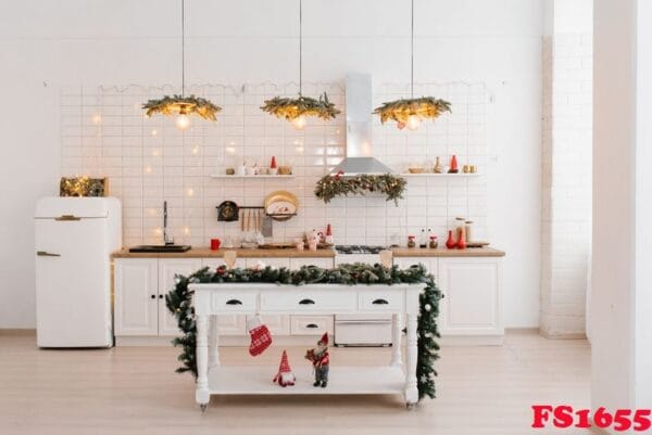 christmas,white,scandinavian,kitchen,interior,with,red,decor,and,lights.