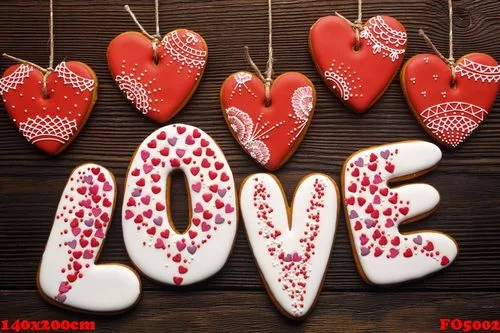 festive decoration for valentines day of gingerbreads.