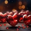 valentine's day red hearts of love with bling backgrounds,