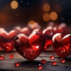 valentine's day red hearts of love with bling backgrounds,