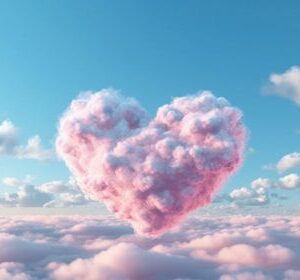 heart shape cloud. illustration ai generative