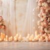 a dreamy wedding background, roses, candlelight, and space for l