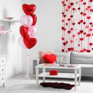 interior,of,room,decorated,for,valentine's,day,with,glasses,of