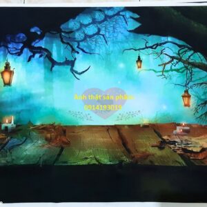 FS1477 - Phông Nền Chụp Ảnh Halloween 3D – Rừng Bí Ẩn & Bí Ngô