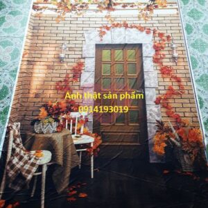FSA220 - Phông Nền Chụp Ảnh Mùa Thu Lãng Mạn 🍁 Tường Gạch Lá Phong