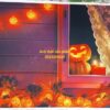 Fo38118 - Vải Trang Trí Halloween Cửa Sổ Ấm Áp: Lồng Đèn Bí Ngô, Dây Đèn Lấp Lánh