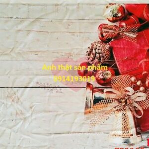 FO3385 - Vải Phông Nền Chụp Ảnh Sản Phẩm Noel Decor Đỏ Vàng Nền Gỗ Trắng