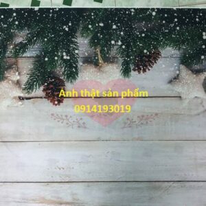 FO4052 - Vải 3D Noel Decor Chụp Ảnh SP hoạ tiết Vân Gỗ Trắng Tuyết Lá Thông