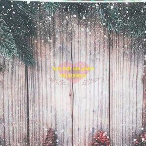 FO4054 - Phông Nền Vải Chụp Ảnh Giáng Sinh Noel Vân Gỗ Tuyết Rơi - Trang Trí Lễ Hội