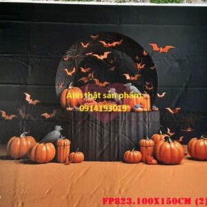 FP823 -  Vải trang Trí Halloween Độc Đáo: Bí Ngô, Dơi & Quạ - Sắc Màu Kinh Dị Sang Trọng 🎃🦇