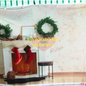 FS524-Vải Background Noel Mẫu Lò Sưởi Vintage, chụp ảnh Studio, Quay Video