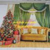 FS571  - Vải Backdrop Studio Noel Tết Sang Trọng Cây Thông Sofa Vàng Hoàng Gia