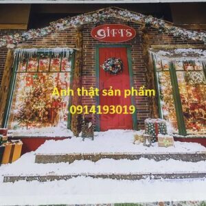 FS578 - Vải Chụp Ảnh Giáng Sinh cảnh cửa hàng qùa tặng tuyết rơi - Backdrop Studio, Livestream