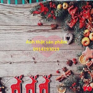 Fo11060 - Backdrop Trang Trí Studio/Livestream/Sản Phẩm Giáng Sinh Noel Decor Gỗ Rustic Đính Kèm Cây Thông