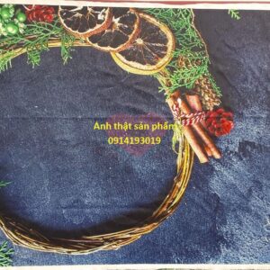 Fo38501 - Phông nền vải in Họa tiết Wreath, Lá Thông, Quả Khô Chụp Ảnh Sản Phẩm Giáng Sinh