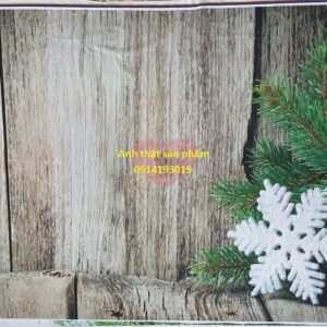 Fo38676 - Phông Nền Chụp Ảnh 3D Vải Giả Gỗ Decor Giáng Sinh, Cành Thông Bông Tuyết