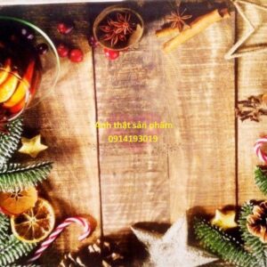 Fo38812 - Phông Nền Chụp Ảnh Giáng Sinh Noel Lễ Hội Gỗ Mộc Đồ Uống Trái Cây Trang Trí