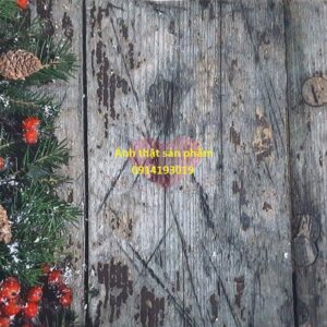 Fo39003 - Nền Chụp Ảnh Giáng Sinh/Noel/Tết (Backdrop) Vân Gỗ Mộc Mạc Trang Trí Cây Xanh Quả Đỏ