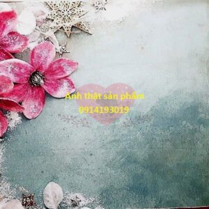 Fo39063 - Vải Background Decor Quay Phim, Livestream Noel hoạ tiết Hoa Tuyết Hồng Xám Vintage