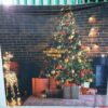 Fo46969 - Backrop Vải Poly Chụp Ảnh Giáng Sinh Noel Cây Thông Tường Gạch Đỏ