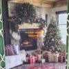 FF273 -  Phông Nền Vải Giáng sinh hoạ tiết Lò Sưởi & Cây Thông Decor
