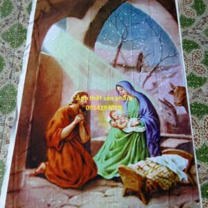 FO30644 - Phông Nền Giáng Sinh Cảnh Trí Hang Đá Vintage, Bối Cảnh Chụp Ảnh đẹp