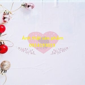 Fo17112 - Vải Poly Trơn Trắng Trang Trí hoạ tiết Quả Châu Hồng Đỏ Lấp Lánh Noel