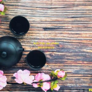 FG14 - Phông Nền vải Chụp Ảnh Tết Vân Gỗ & Hoa Đào – Đẹp, Sang Trọng