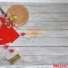 FO31347 - Vải Phông Nền Chụp Ảnh Tết 3D – Gỗ Trắng & Phụ Kiện May Mắn