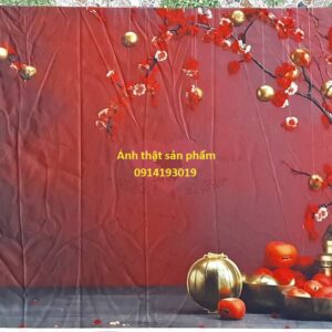FO49788 - Phông nền vải Chụp Ảnh Tết 3D Sang Trọng – Tone Đỏ Gold Đẳng Cấp