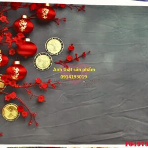 FO49790 - Vải Phông Nền Chụp Ảnh Tết Đỏ Đen Sang Trọng - Decor Tết
