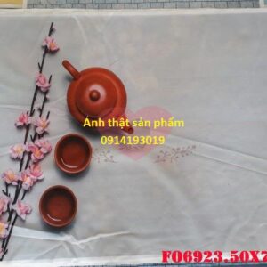 FO6923 - Vải Phông Nền Chụp Ảnh Tết – Chủ Đề Trà Đạo & Hoa Đào