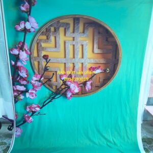FS1418-Phông nền vải Chụp Ảnh Tết 3D - Mẫu Cửa Sổ Cổ Trang & Hoa Đào