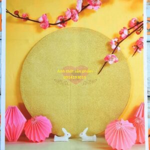 FS867 - Phông nền vải Chụp Ảnh Tết - Decor Hoa Mai Đào & Thỏ Ngọc Cao Cấp