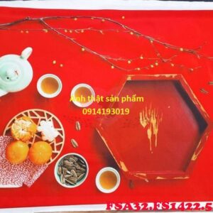 FSA32 - Phông Nền vải Chụp Ảnh Tết Đỏ Rực Rỡ - Mẫu Vải 3D Decor Cao Cấp