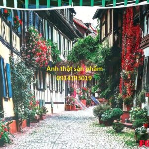 Fo14989 - Vải Phông Nền Chụp Ảnh Tết Phố Cổ Châu Âu – Decor Studio Ấn Tượng