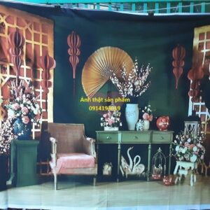 Fo47570 - Phông Nền vải Chụp Ảnh Tết 3D Cao Cấp - Mẫu Decor Sang Trọng