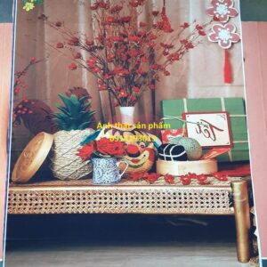 Fo47598 -Phông nền vải Chụp Ảnh Tết 3D Cao Cấp – Mẫu "Tết Cổ Truyền"