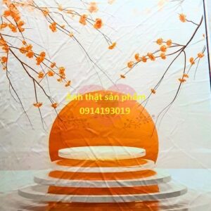 FF41 - Phông Nền Vải In 3D Chụp Ảnh Sản Phẩm - Thiết Kế Hoàng Hôn & Cành Hoa